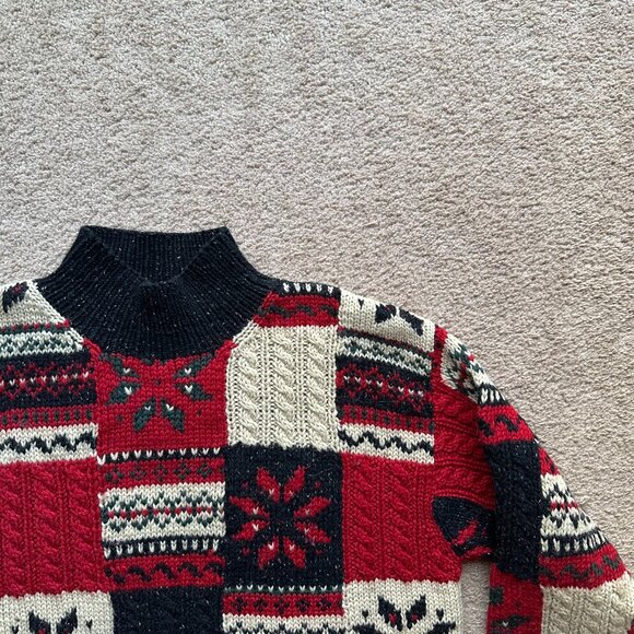 Jones New York Sweater Womens Large Vtg Hand Knit Wool Pullover Mock Neck - Picture 4 of 10